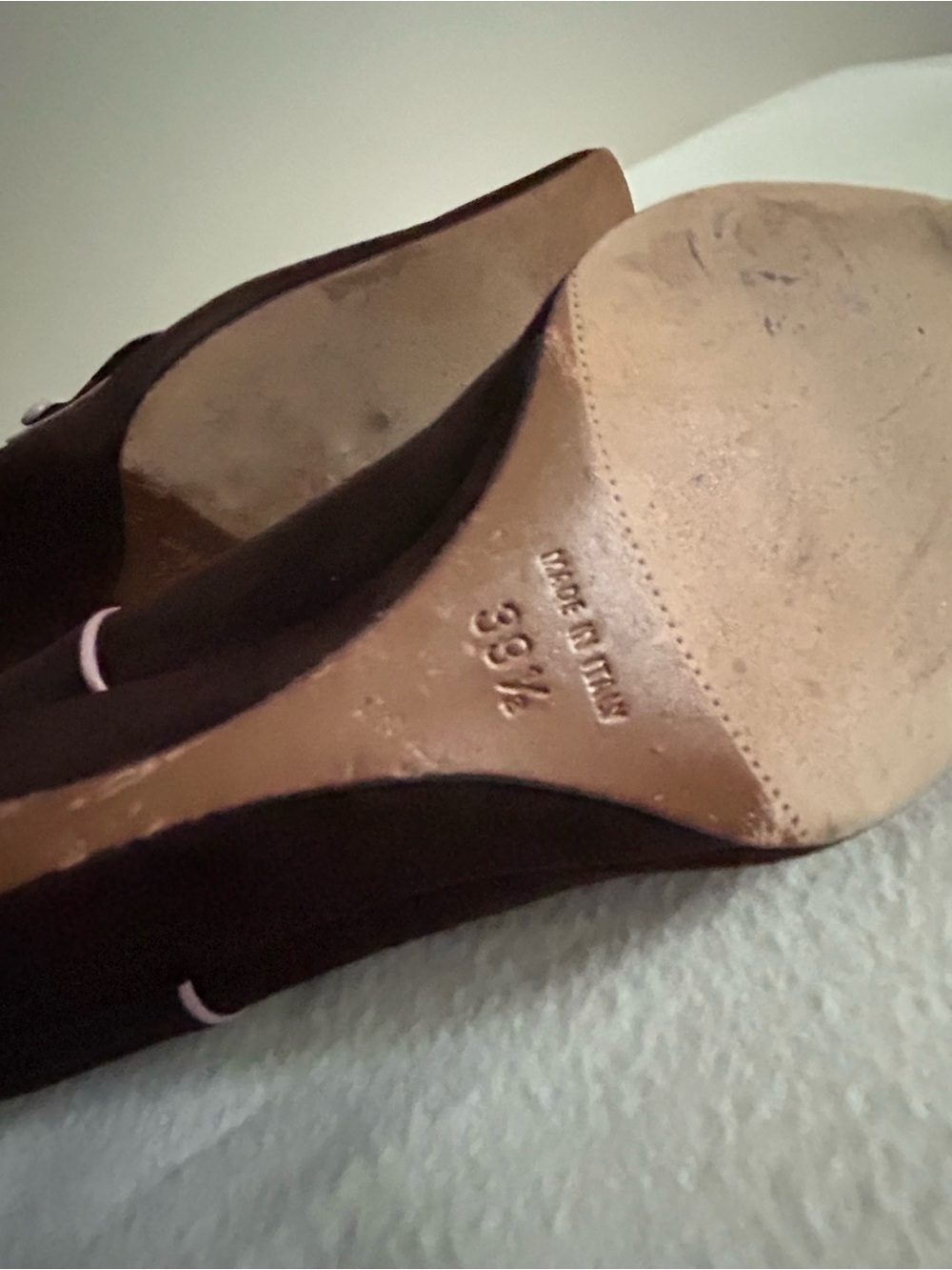 Vintage Christian Dior Brown Suede Mary Jane Heels Pink Trim Square Toe - Picture 3 of 4